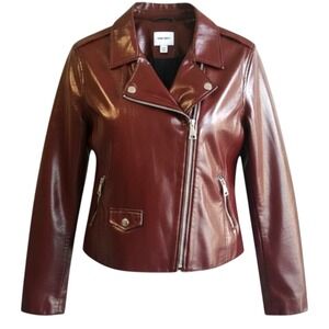 Nine West Jacket Mahogany Faux Leather Grunge Edgy Chic Streetwear Moto XXL